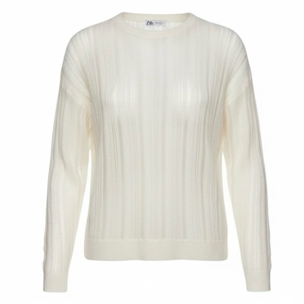 ZARA ivory/off white wool/alpaca blend lightweight sweater size M/L fits Large